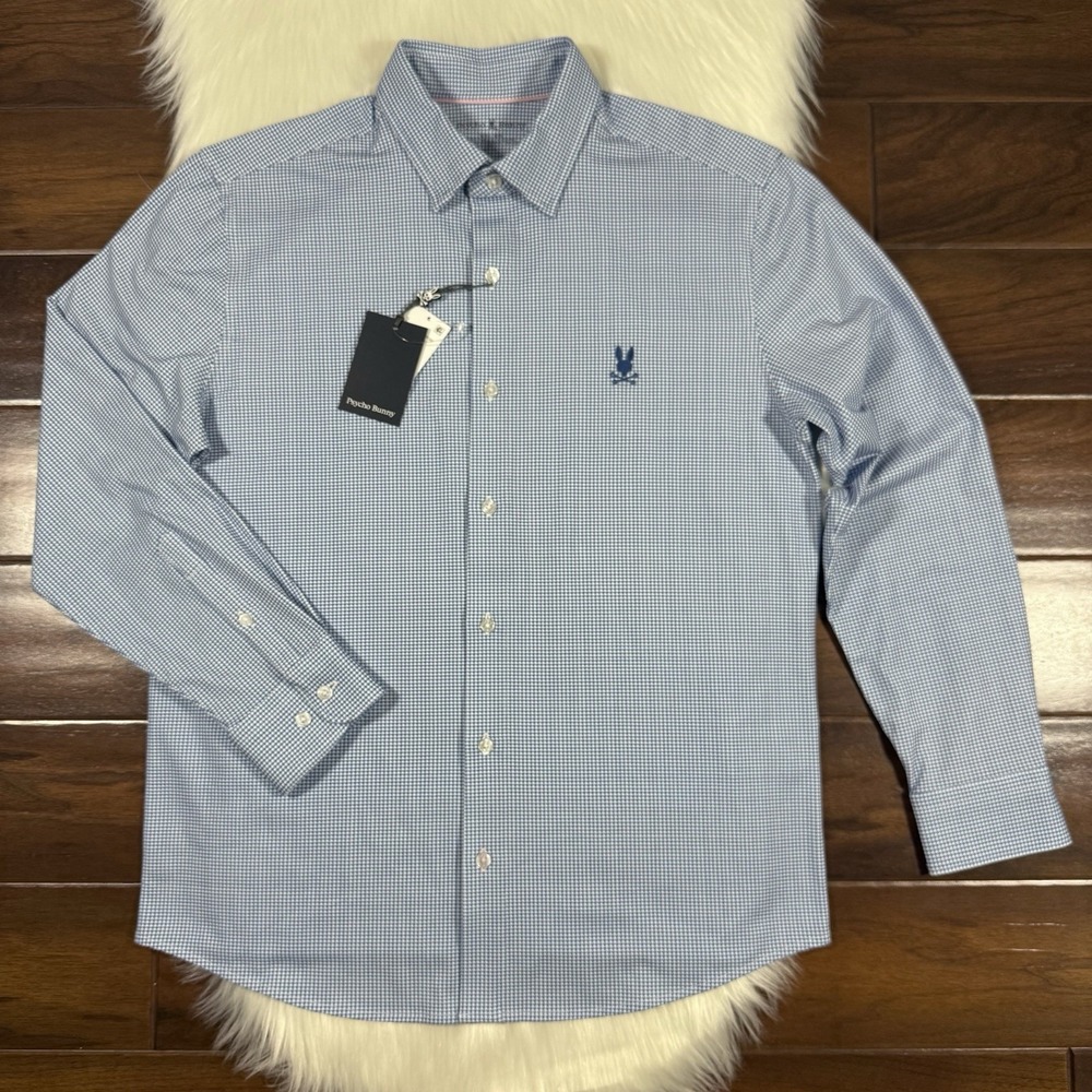 Psycho Bunny Medium / 15 - 15.5 / 34 35 Patterned Jersey Knit Button Up Shirt ML
